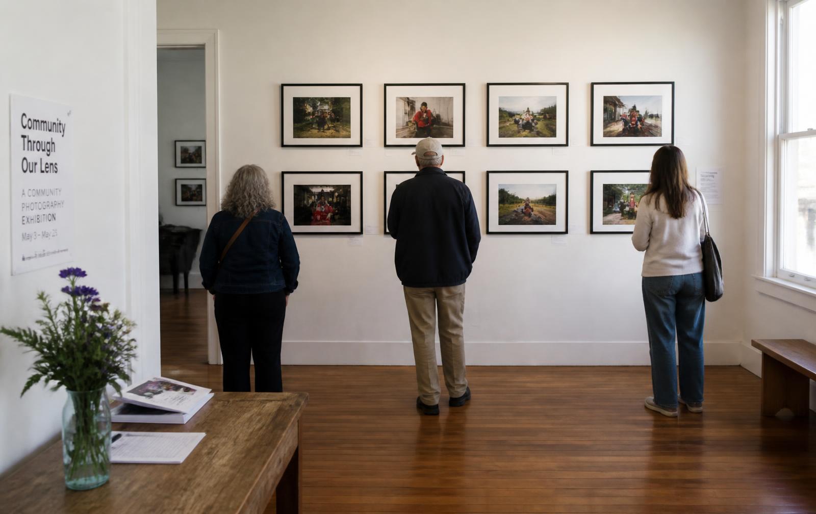An exhibition wall prepared for community photographs